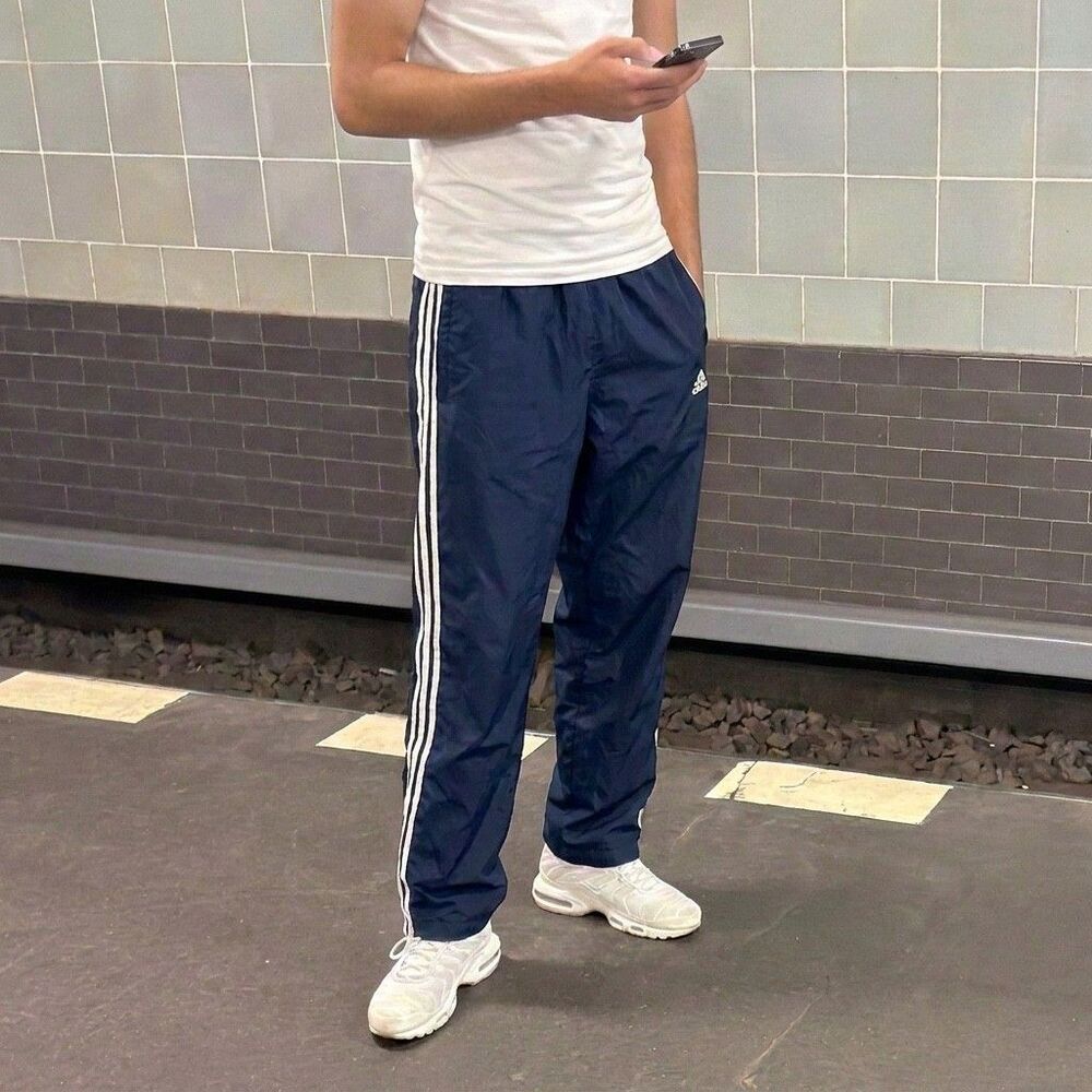 Adidas Vintage Rare Track Pants Primegreen Trackies Navy Blue Medium